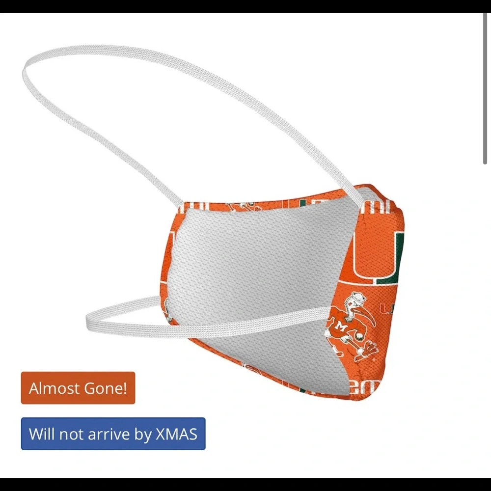 Miami U hurricanes set of three masks brand new